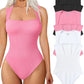 ✈️Kjøp 2 og få gratis frakt✈️Bodysuits for kvinner Sexy Ribbete Strappy Firkantet Hals Ermeløs Magekontroll Tank Topper Bodysuits