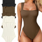 ✈️Kjøp 2 og få gratis frakt✈️Bodysuits for kvinner Sexy Ribbete Strappy Firkantet Hals Ermeløs Magekontroll Tank Topper Bodysuits