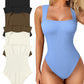 ✈️Kjøp 2 og få gratis frakt✈️Bodysuits for kvinner Sexy Ribbete Strappy Firkantet Hals Ermeløs Magekontroll Tank Topper Bodysuits