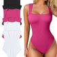 ✈️Kjøp 2 og få gratis frakt✈️Bodysuits for kvinner Sexy Ribbete Strappy Firkantet Hals Ermeløs Magekontroll Tank Topper Bodysuits